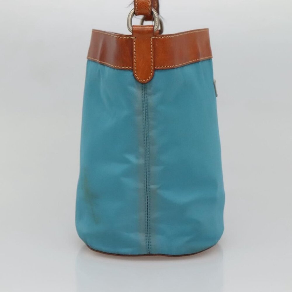 Authentic PRADA Shoulder Bag Nylon Leather Silver Blue - Picture 10 of 16